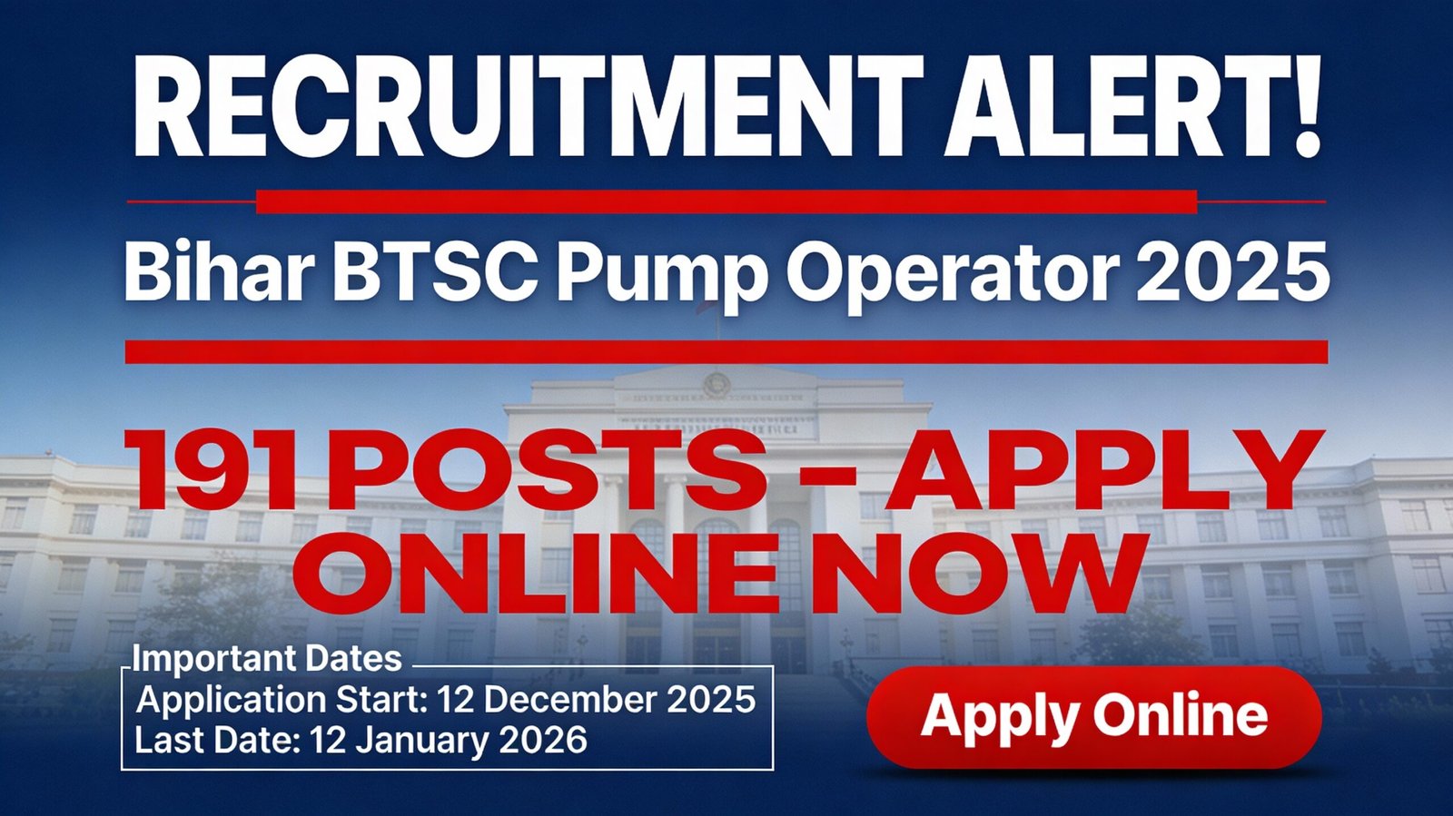 Bihar BTSC Pump Operator Recruitment 2025